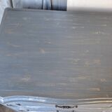 Solid wood chest of drawers painted gray and patinated silver 1940 with 3 drawers