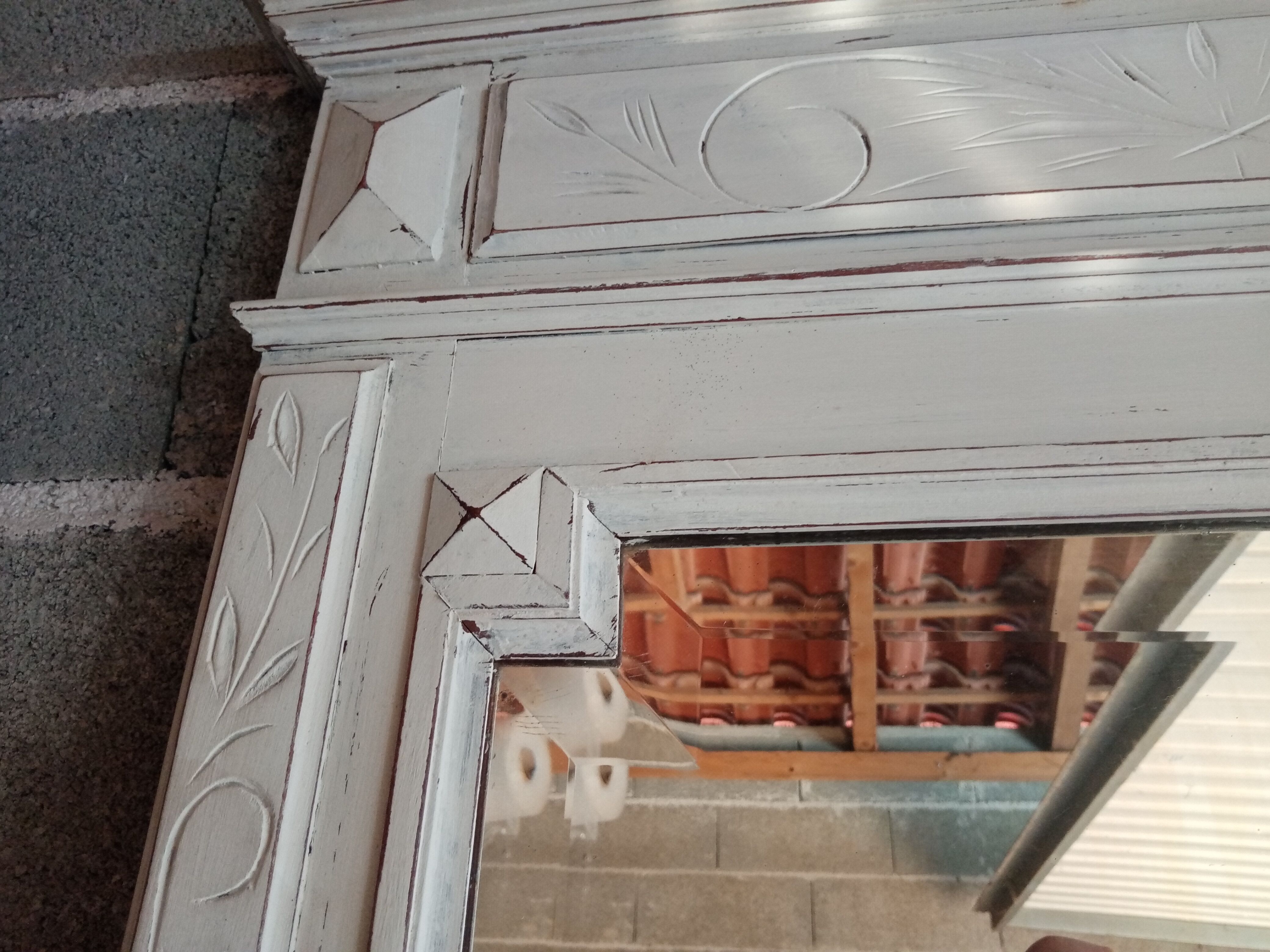 Old beveled trumeau mirror 105x73cm