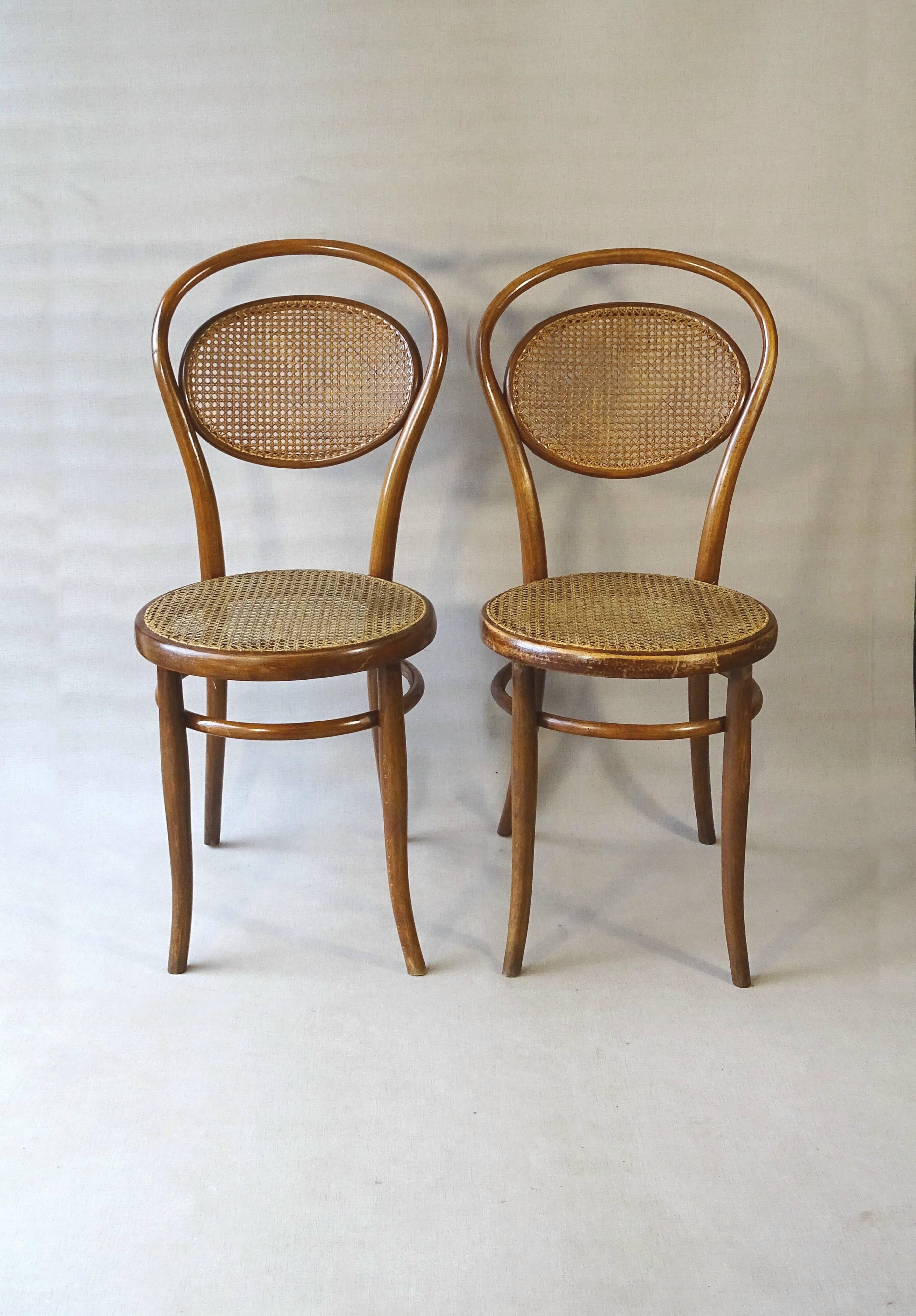 2 KOHN bistro chairs N°11/14 from 1890, cane