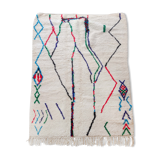 Moroccan Berber carpet azilal ecru with colorful patterns 232x162cm