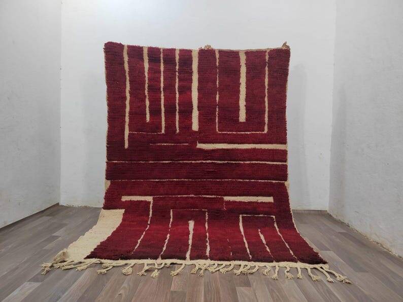 Traditional handwoven Beni Ourain Berber rug 2/3 m