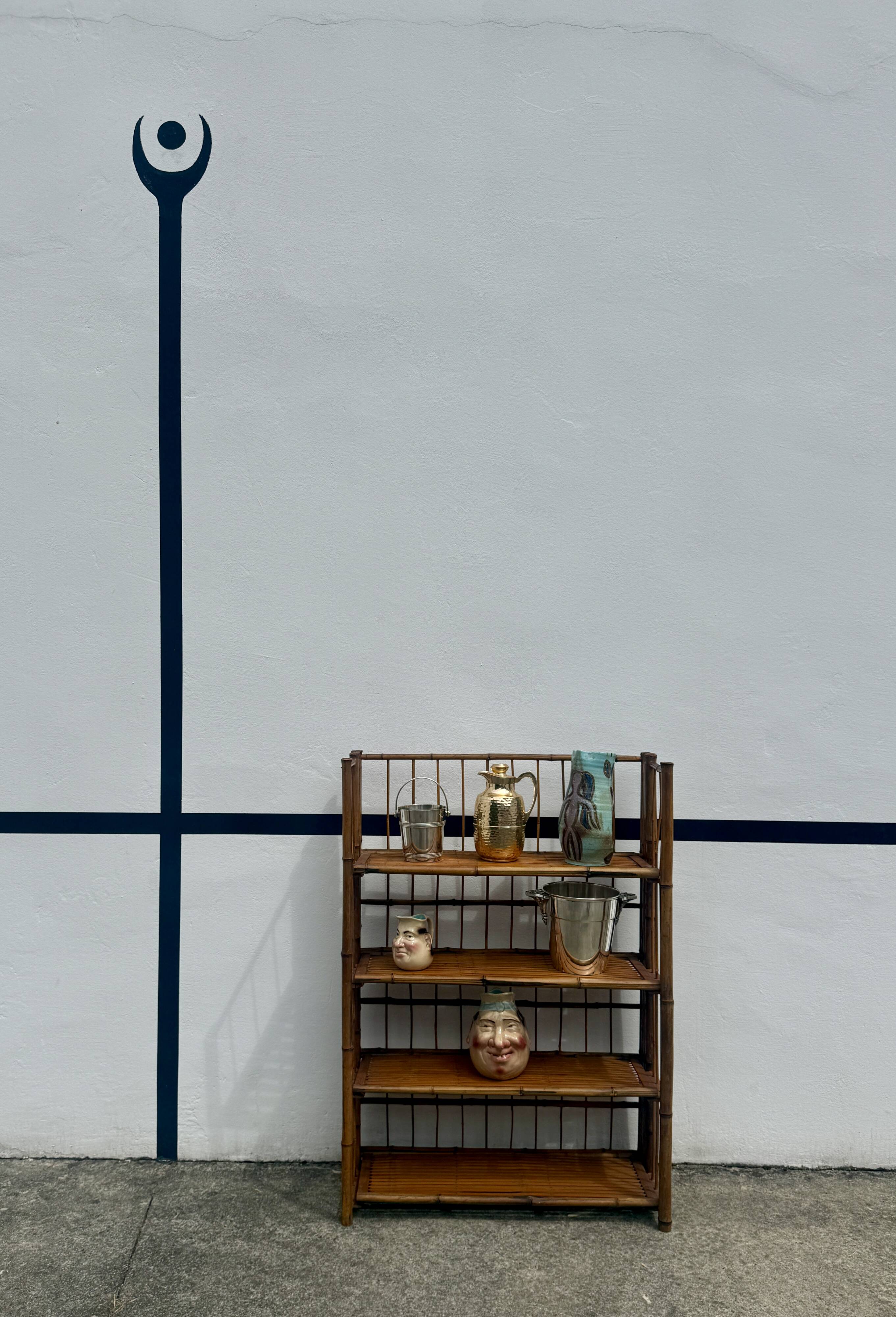 Italian foldable shelf for kitchen utensils in bamboo
