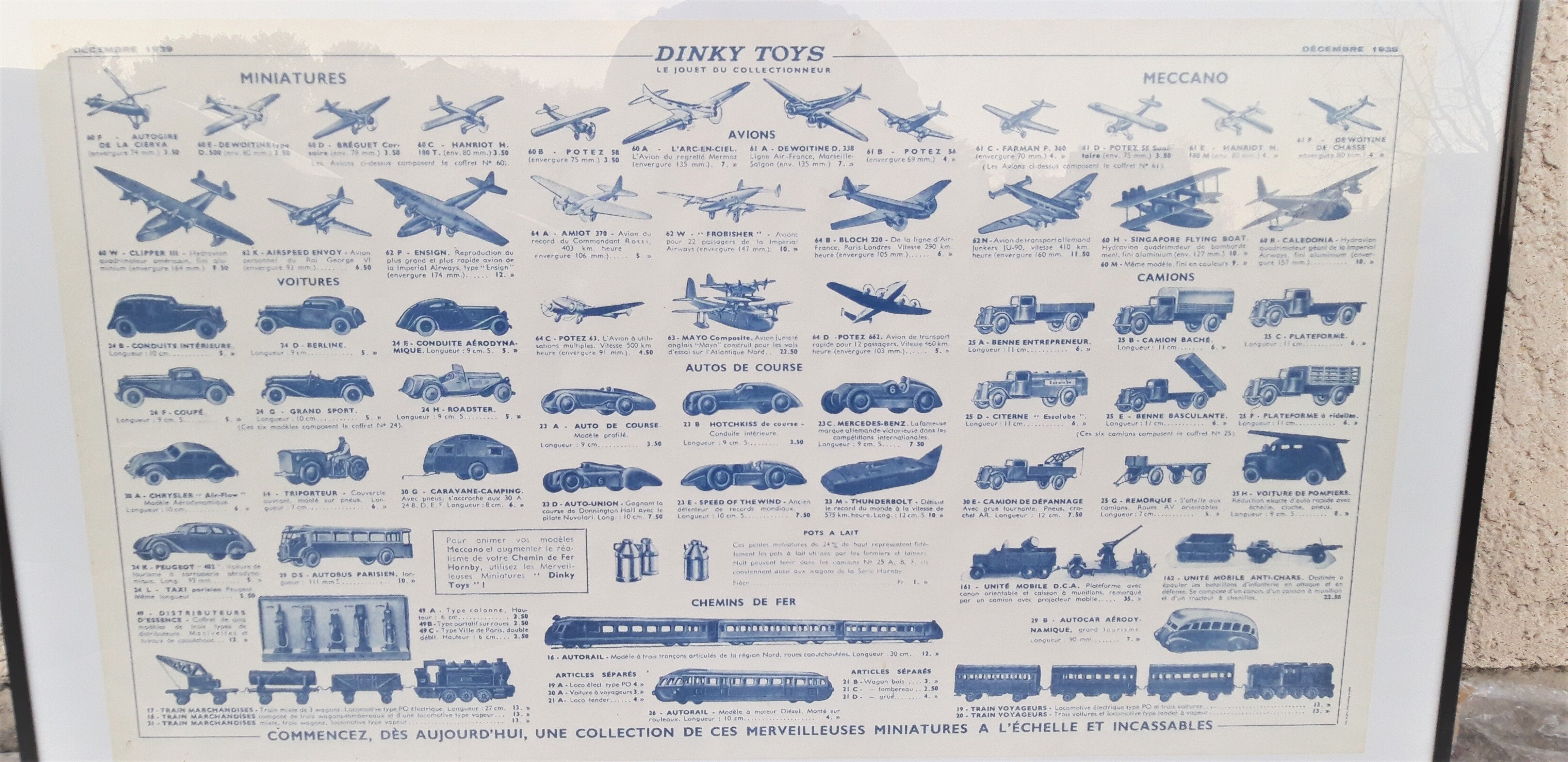 Dinky Toys monochrome advertising poster under glass