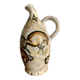 Antique stoneware pitcher – animal rock decoration – around 1900 – Puis style