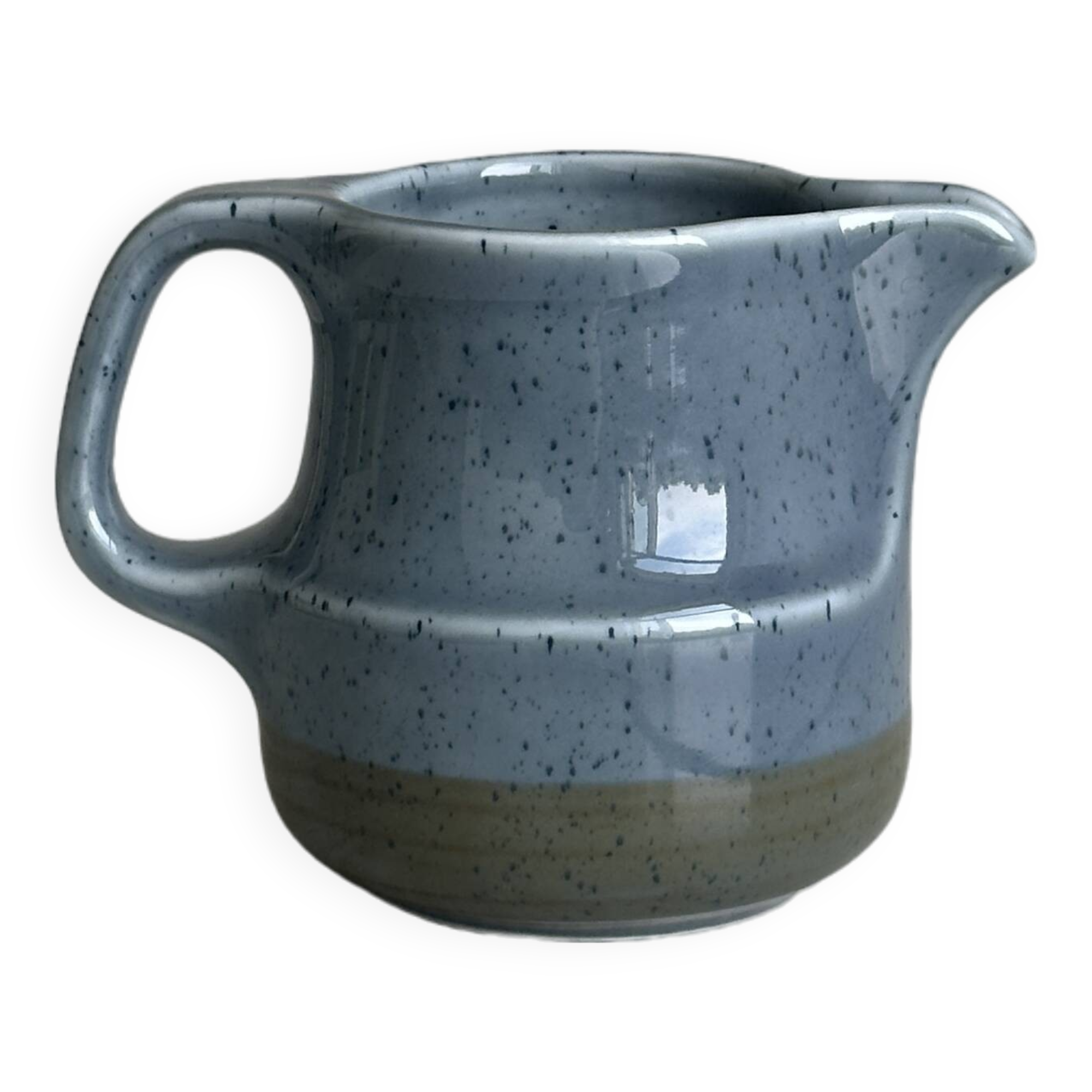 Small sauce boat, blue speckled ceramic creamer
