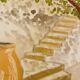 Signed pastel and watercolor painting of a Provençal landscape "the staircase"