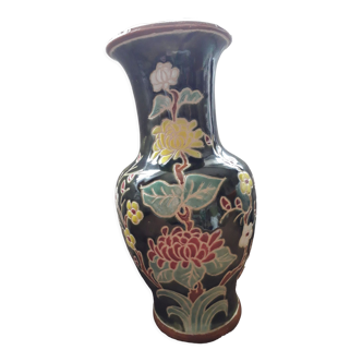 Vase vintage au décor floral