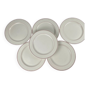 Set of 6 flat plates Villeroy & Boch, burgundy/purple rim, 20th century.