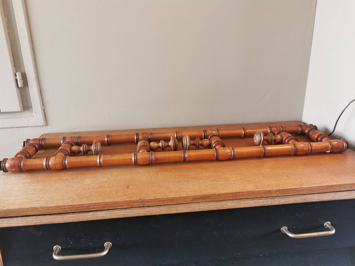 Antique wooden wall coat rack