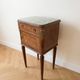 Napoleon III style bedside table in walnut burl and marble