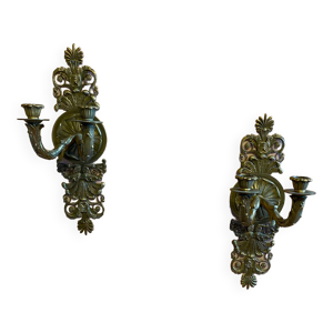 paire d'appliques en - bronze