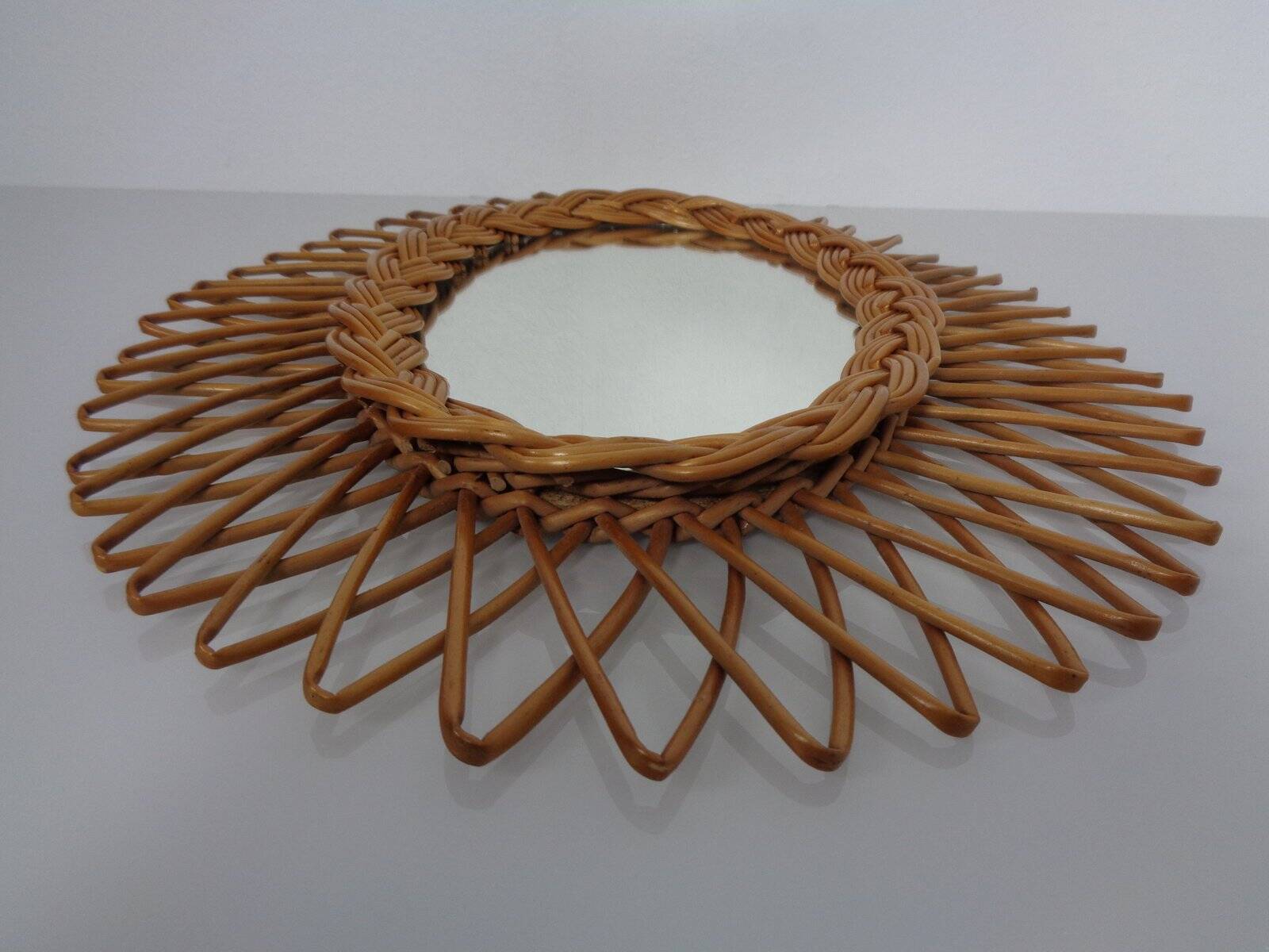 Italian rattan mirror, 1960s