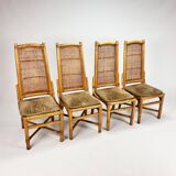 Vintage rattan and cane dining chairs, 1970s