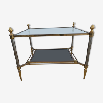 End table in bronze and black opaline glass