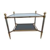 End table in bronze and black opaline glass