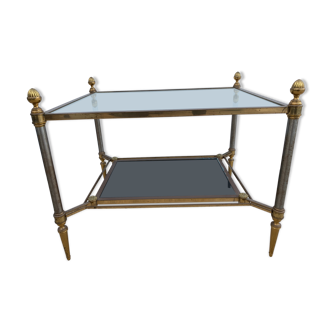 End table in bronze and black opaline glass