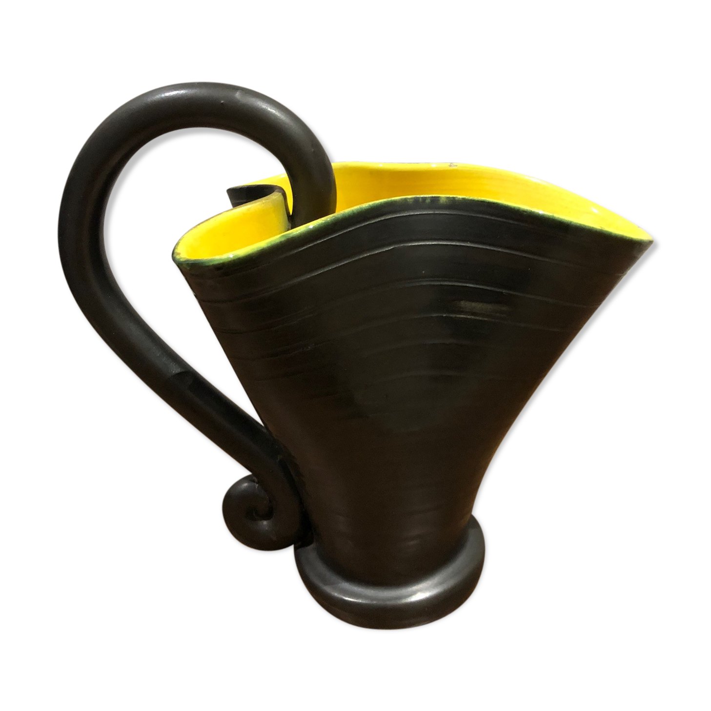 black and yellow vallauris pitcher