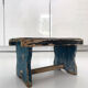 Wooden blue and black stool
