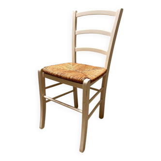 Chaise paillée blanche