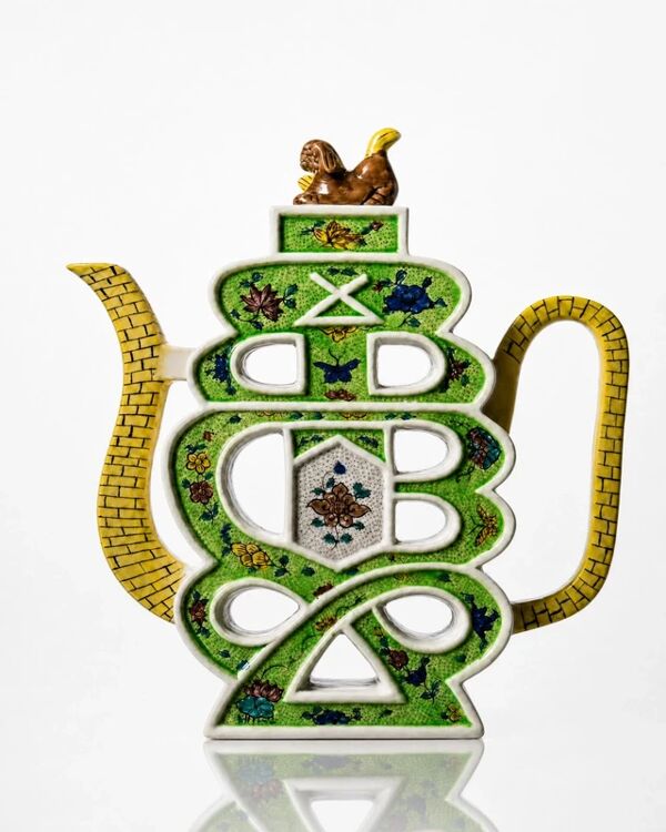 Théière puzzle chinoise en porcelaine Famille Verte, XIXᵉ / début XXᵉ siècle
