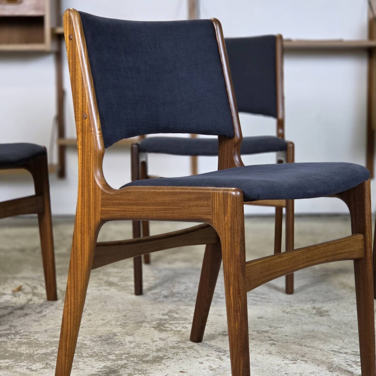 4x restored Erik Buch vintage 1960s Danish chair teak