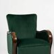 Art Deco Velvet Lounge Chairs in Dark Green Velvet, Set of 2