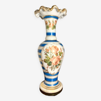 Jean-françois robert baccarat  vase opaline peint main