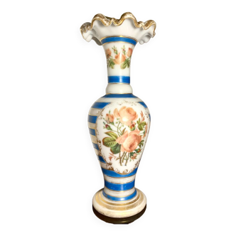 Jean-françois robert baccarat  vase opaline peint main