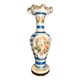 Jean-françois robert baccarat vase opaline peint main