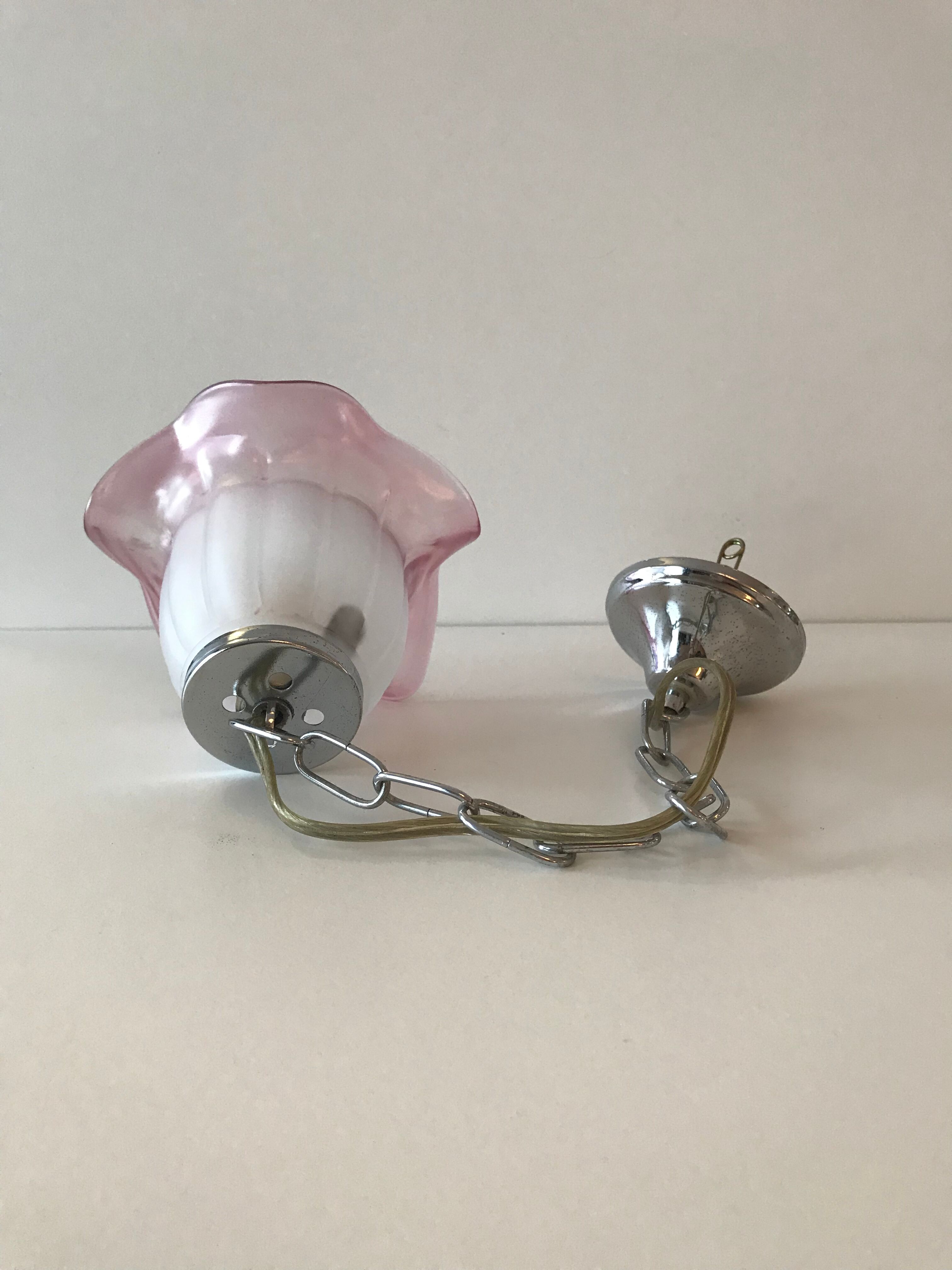 Luminaire vintage en verre fleurs