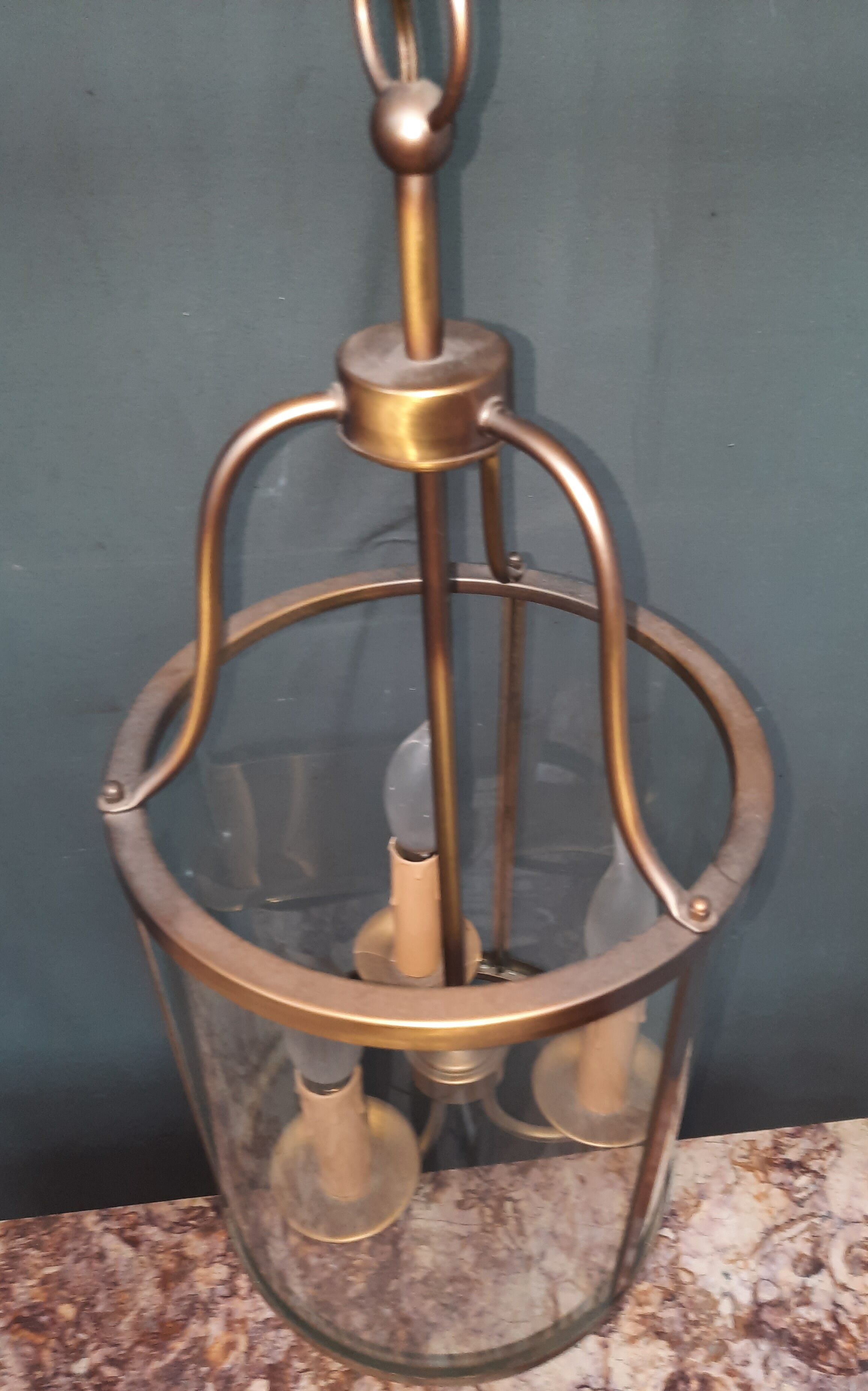 Lanterne cylindrique en laiton et verre