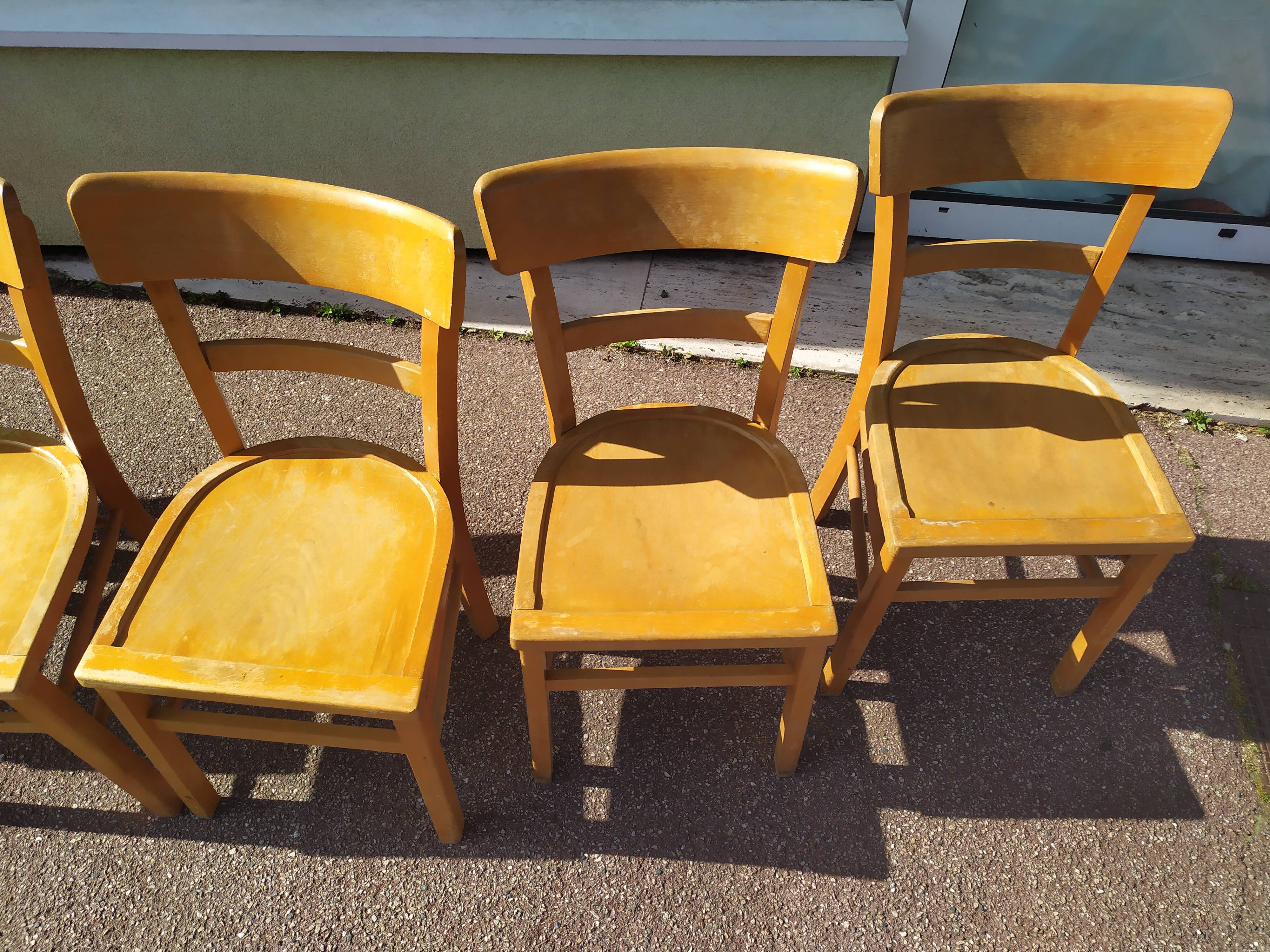 Set of 6 wooden bistro chairs 50/60s