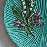 SMF Schramberg Majolica Fruit Dish Lily of the Valley and Forget-Me-Nots