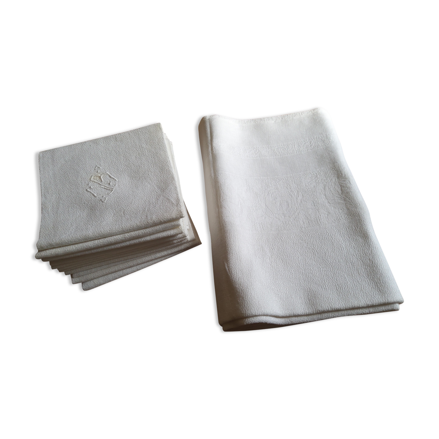 Embroidered tablecloth + towels