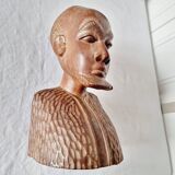 Pair of Busts or Sculptures of African Men and Women in high quality carved wood used