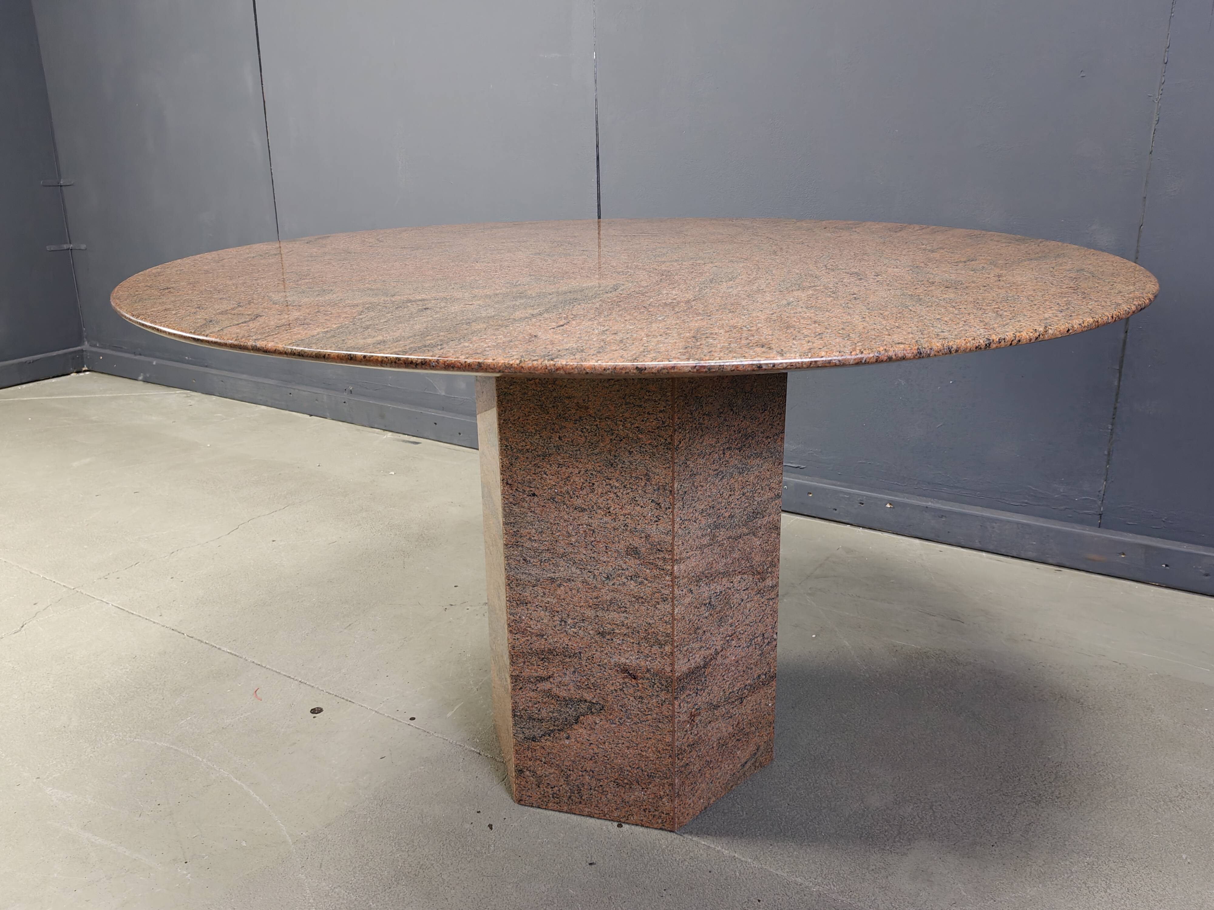Vintage round granite dining table, 1970s