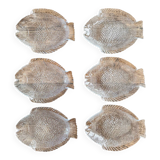 6 vintage Pasabahce clear glass fish plates