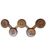 Oak wood wall coat rack / 1960s