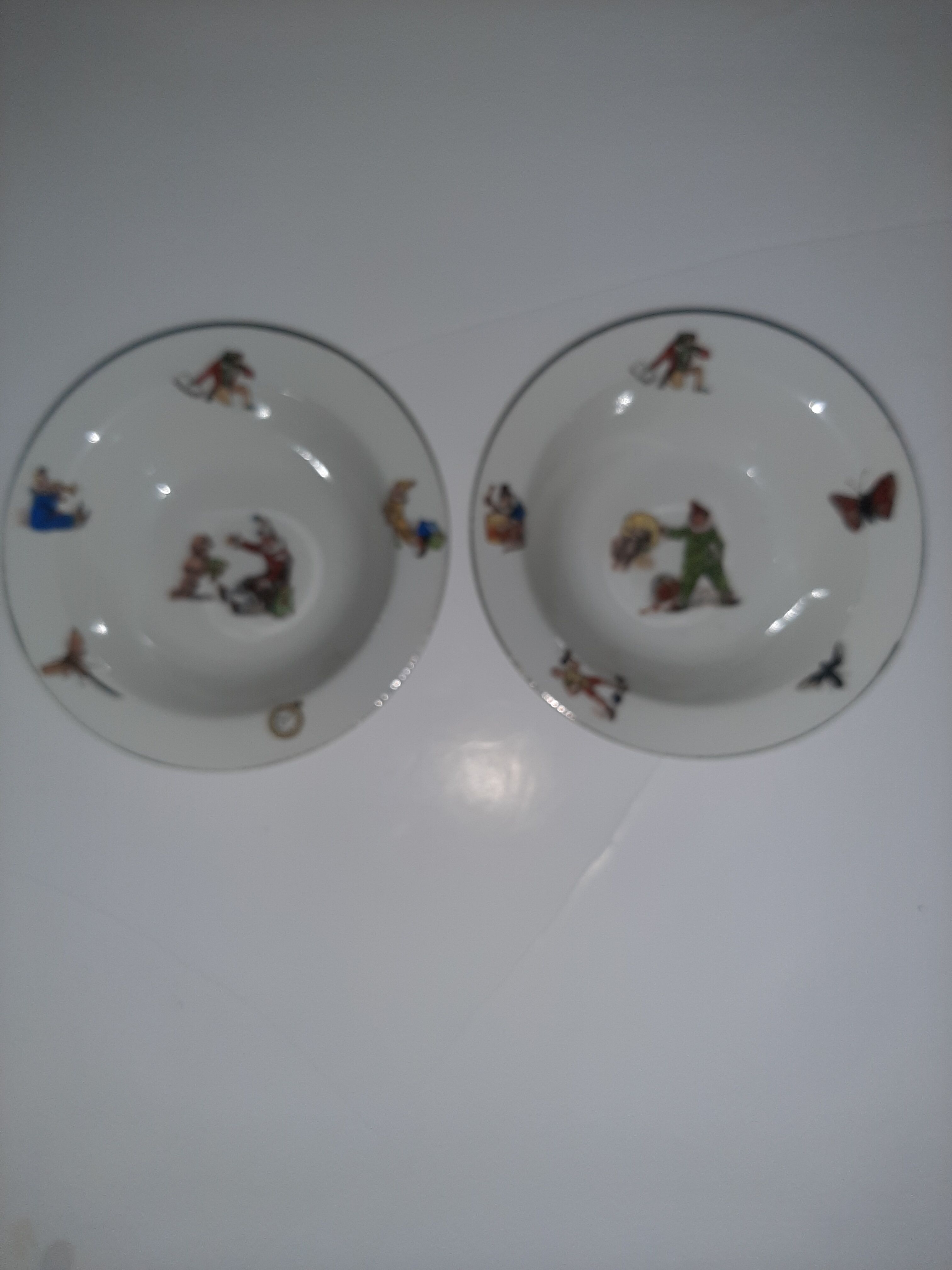 2 bowls of porridge child porcelain of Limoges art deco period
