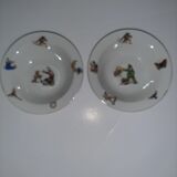2 bowls of porridge child porcelain of Limoges art deco period