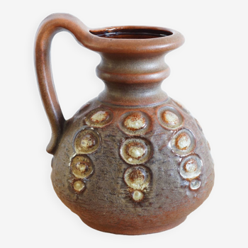 Vase à anse brun en céramique années 1970, Autriche