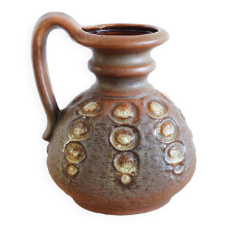 Vase à anse brun en céramique années 1970, Autriche