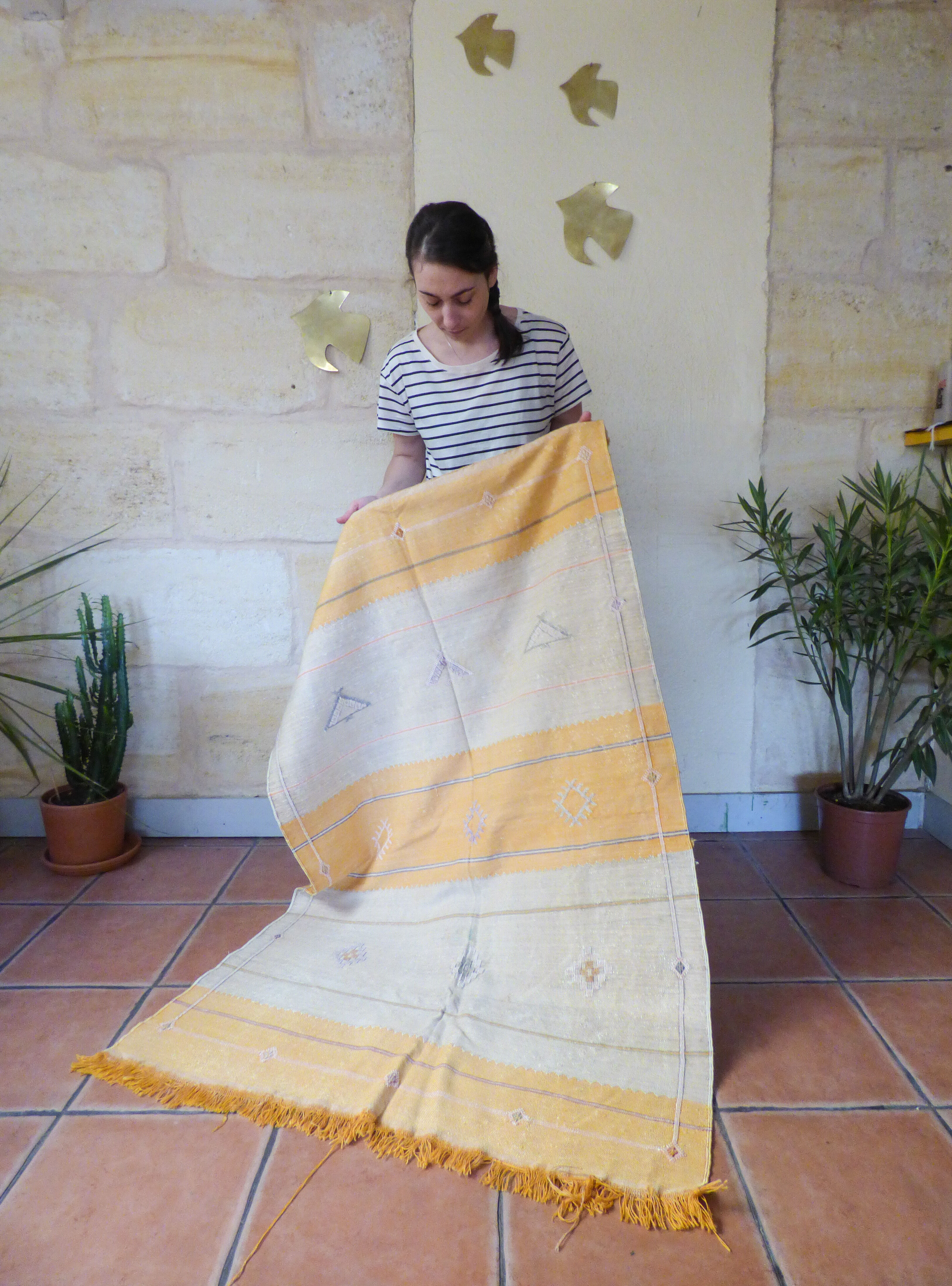 Cactus silk kilim rug, 140x95cm