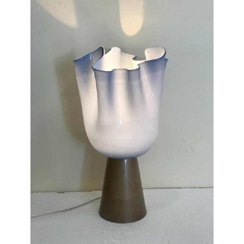 Contemporary Milky-Blue Murano Style Glass Table Lamp