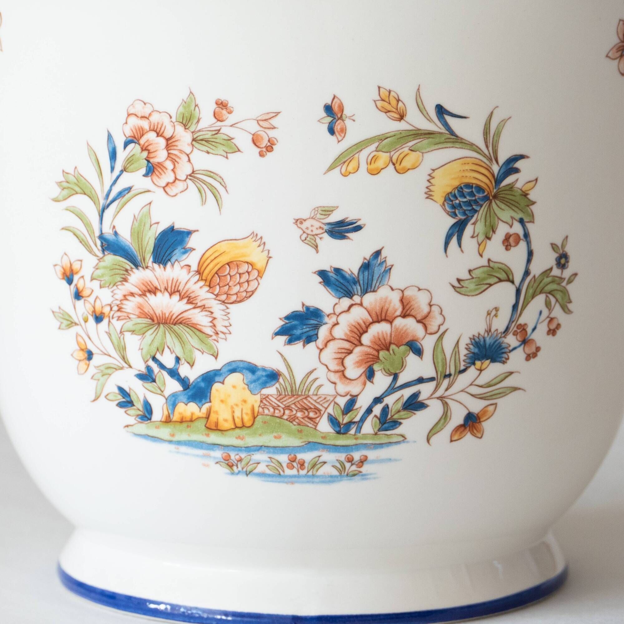 Ceramic bucket decoration flowers bird and butterfly
