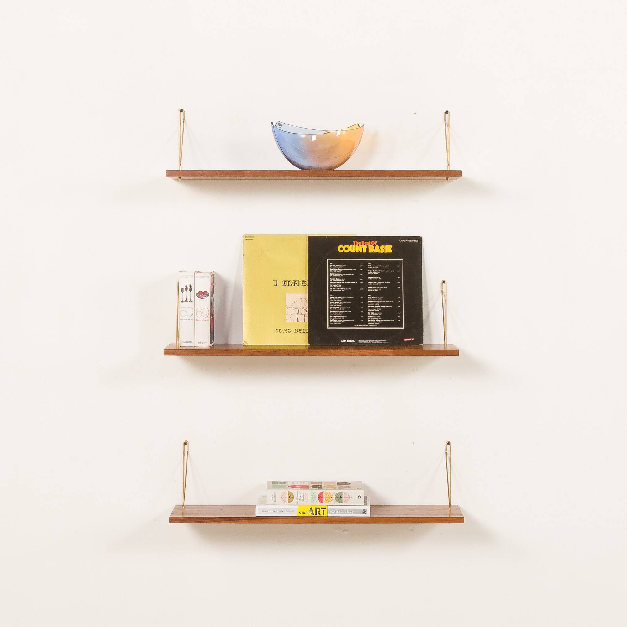 Danish mid-century floating shelves in teak, set of 3, 1960s