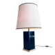 Hollywood Regency Style Black & Gold Square Table Lamp, 1970s