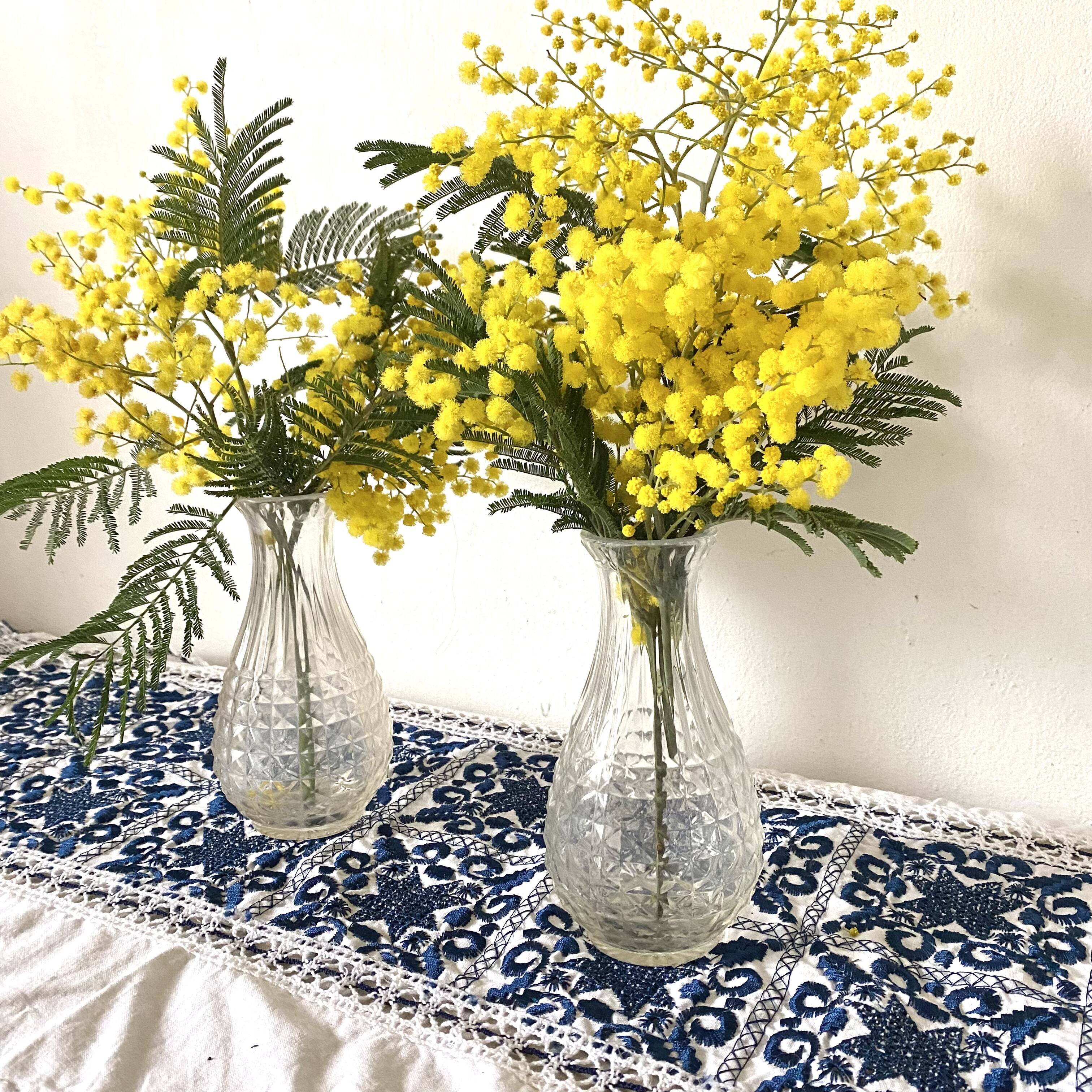 Pair of molded glass vases, 1950s