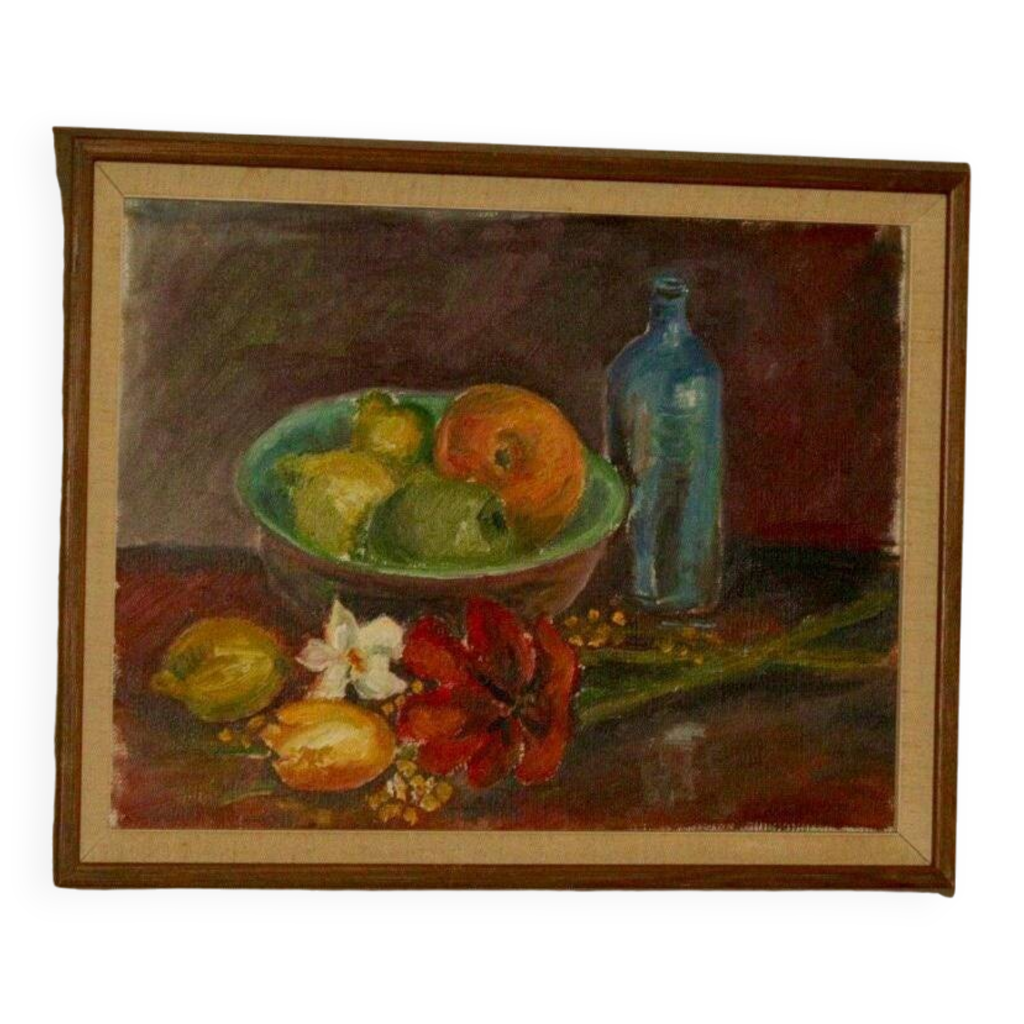 "Still Life, Bottle and Fruits" by Denoran