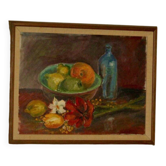 "Still Life, Bottle and Fruits" by Denoran